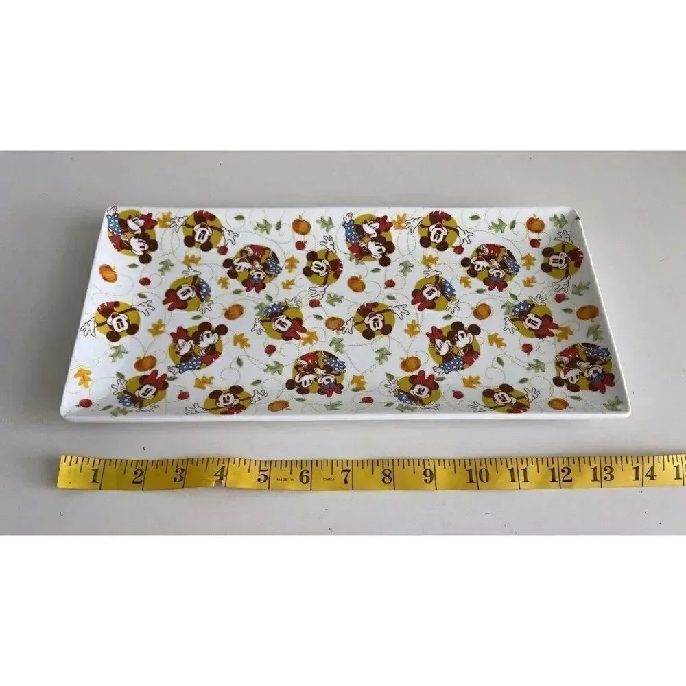 Disney Mickey & Minnie Mouse Serving Tray Platter Fall Pumpkin Thanksgiving NEW‎